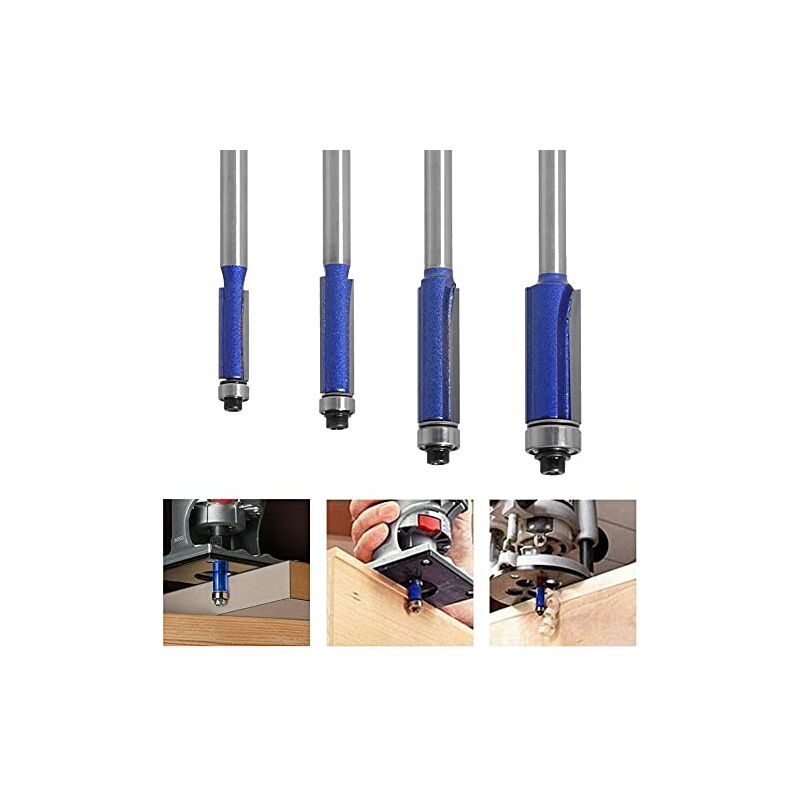 4Pc Flush Trim ROuter Bit Set - 6Mm Shank - Ball Bearings - Grooving ROuter Bit - Wood ROuter Bit - Grooving V1188-MS-227-1762