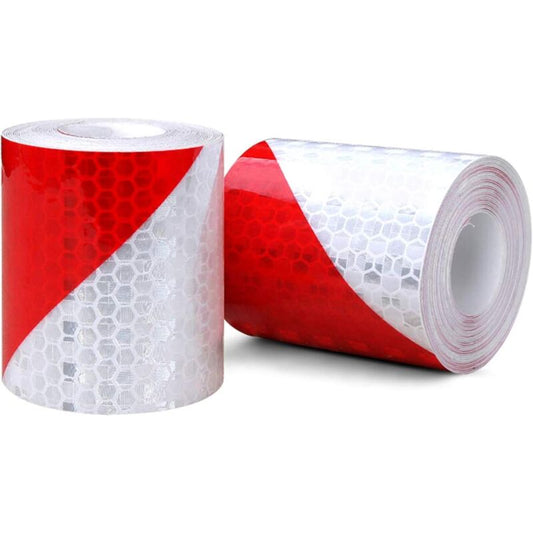 2 pcs Reflective Tape Safety Warning Reflective Sticker Film White Red, Fluorescent Safety Tape Sticker For V1188-MS-227-1767