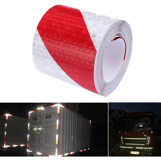 2 pcs Reflective Tape Safety Warning Reflective Sticker Film White Red, Fluorescent Safety Tape Sticker For V1188-MS-227-1767
