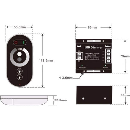 12V Wireless LED Touch LED Dimmer Switch - 12V Dc With Remote Control For All Dc Dimmable LED Lamps - 18A V1188-MS-227-1769