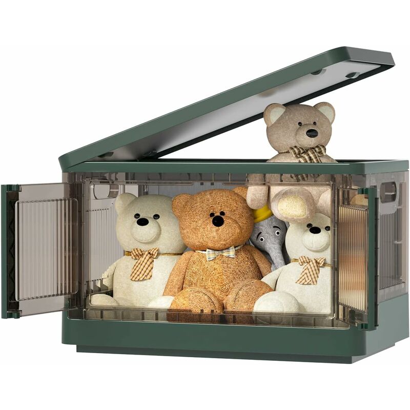 Plastic Storage Box, 32L Foldable Storage Box, With Lid And 4 Stackable Wheels, For Clothes Toys, Kitchen V1188-MS-227-1772
