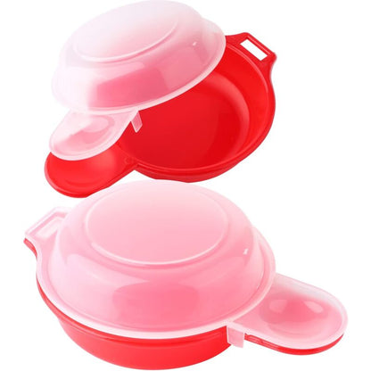 2 Pack Microwave Egg Cooker 1 Minute Hamburg Omelette Maker Kitchen Tool (Red & Clear) V1188-MS-227-1784