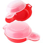 2 Pack Microwave Egg Cooker 1 Minute Hamburg Omelette Maker Kitchen Tool (Red & Clear) V1188-MS-227-1784