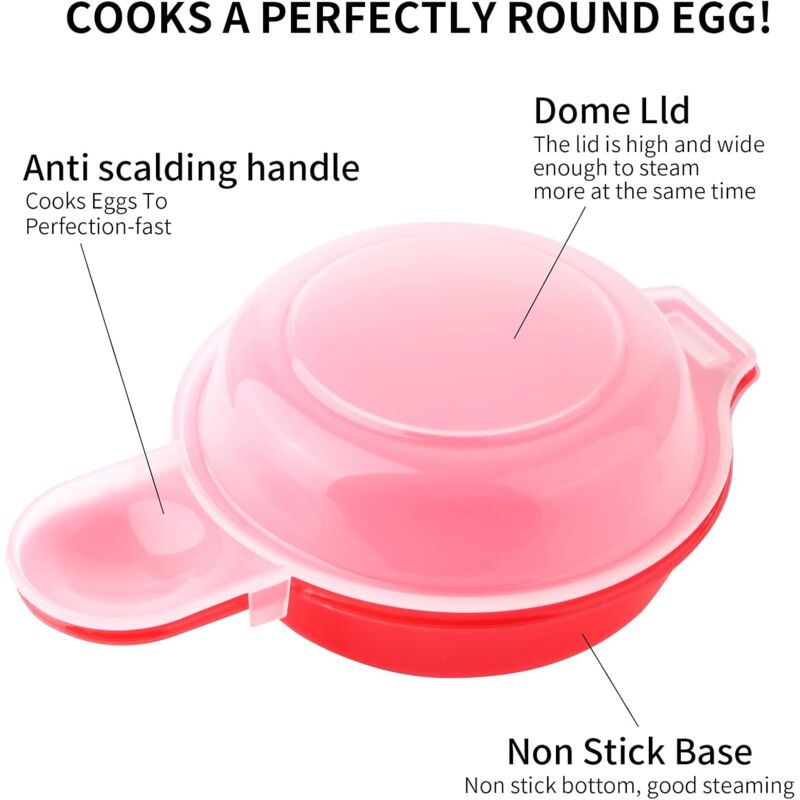 2 Pack Microwave Egg Cooker 1 Minute Hamburg Omelette Maker Kitchen Tool (Red & Clear) V1188-MS-227-1784