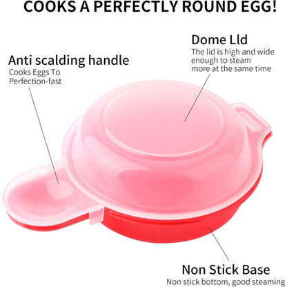 2 Pack Microwave Egg Cooker 1 Minute Hamburg Omelette Maker Kitchen Tool (Red & Clear) V1188-MS-227-1784
