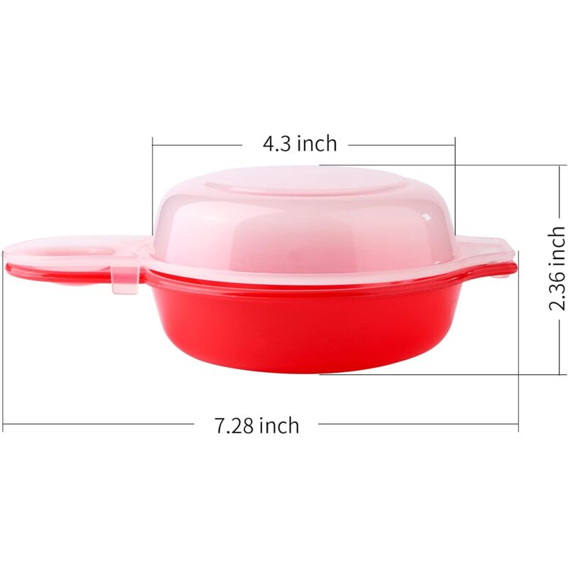 2 Pack Microwave Egg Cooker 1 Minute Hamburg Omelette Maker Kitchen Tool (Red & Clear) V1188-MS-227-1784