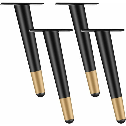 4 pcs Set Furniture Legs 10Cm Metal Table Chair Legs With Non-Slip Silent Base Black+Gold V1188-MS-227-1785
