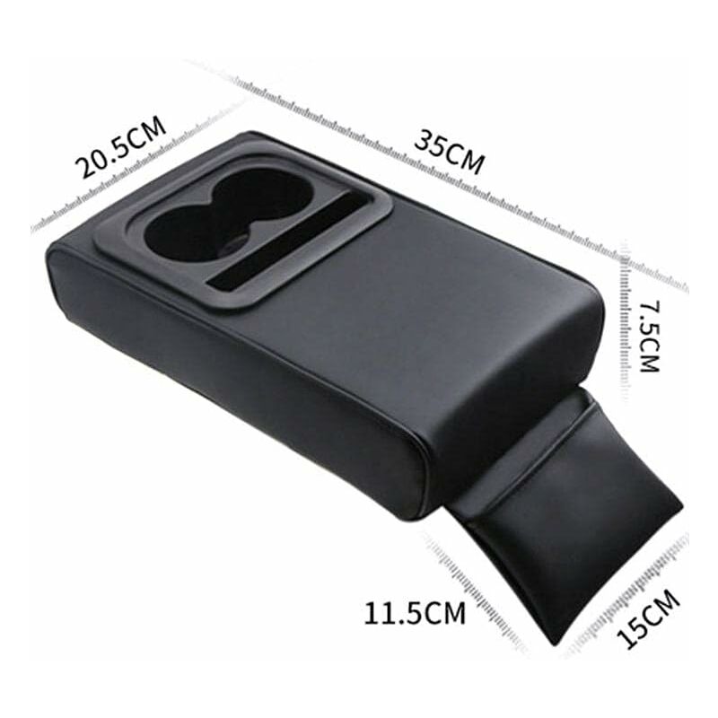 Car Armrest Cushion, Universal Car Center Console Armrest Pillow Pu Leather Memory Foam With Cup Holders And V1188-MS-227-1786