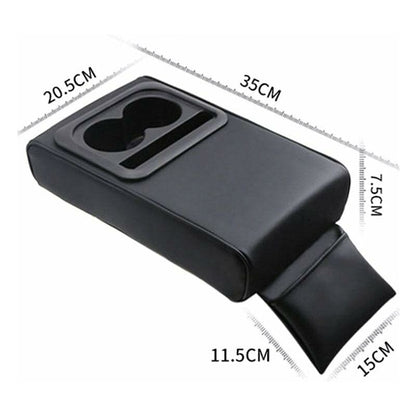 Car Armrest Cushion, Universal Car Center Console Armrest Pillow Pu Leather Memory Foam With Cup Holders And V1188-MS-227-1786