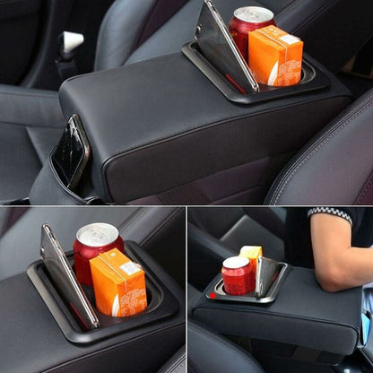 Car Armrest Cushion, Universal Car Center Console Armrest Pillow Pu Leather Memory Foam With Cup Holders And V1188-MS-227-1786