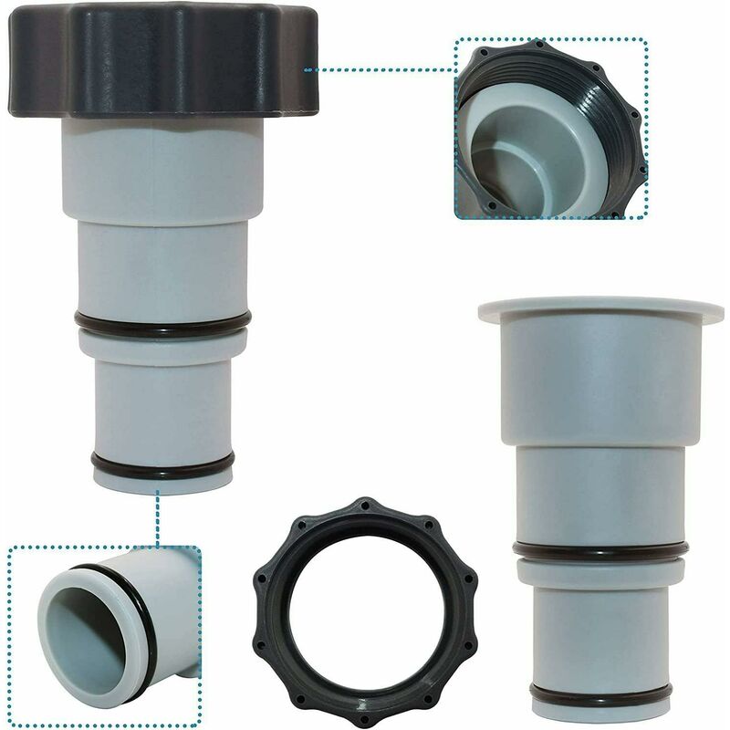 Replacement Hose Adapter With Clamp For Intex Above Ground Pool, 1.5" To 1.25" Hose Adapter For Threaded V1188-MS-227-1789
