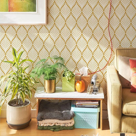 Modern Minimalist Yellow And White Geometric Pattern Wallpaper Waterproof Self-Adhesive Vinyl Film For V1188-MS-227-1794