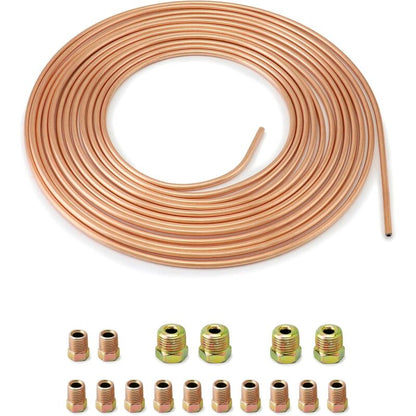 7.6M Brake Copper Hose, Brake Pipe Tube, Od 4.76Mm, Id 3.3Mm With 16 Nuts V1188-MS-227-1800