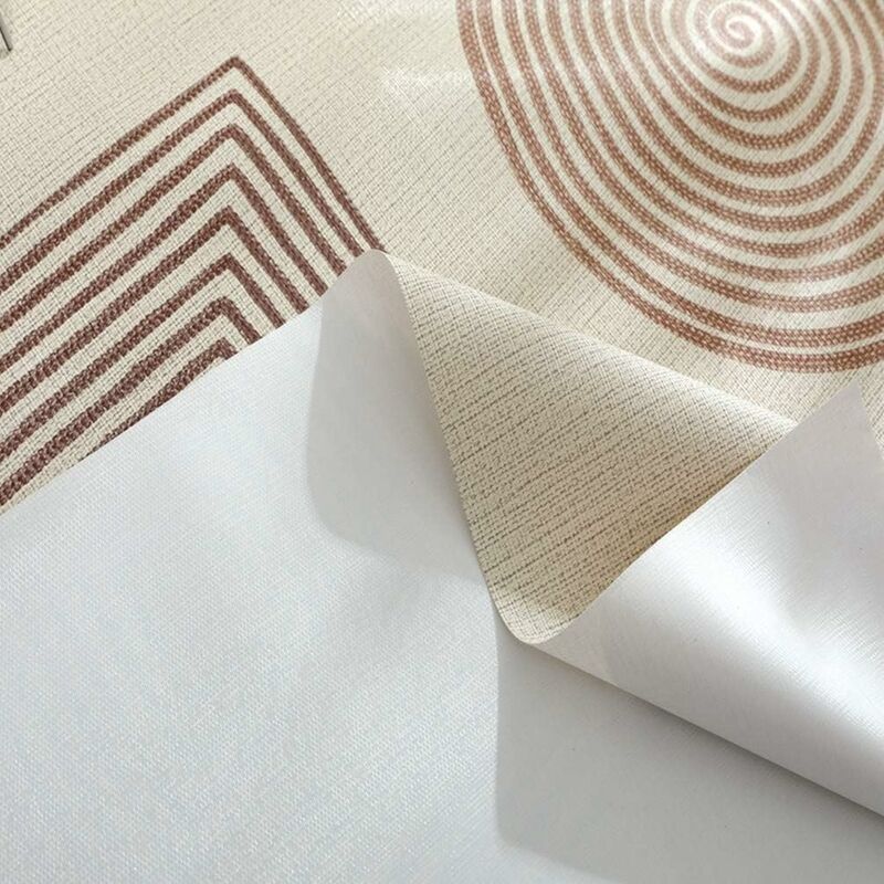 Rectangular Waterproof Pvc Tablecloth, 140 X 220Cm Plastic Table Cloth Stain And Oil Resistant, Beige V1188-MS-227-1804