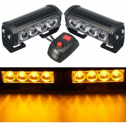 Strobe Lights, 2 pcs 8 LEDs Emergency Strobe Warning Lights Emergency Flashing Warning Lights 12V Universal V1188-MS-227-1805