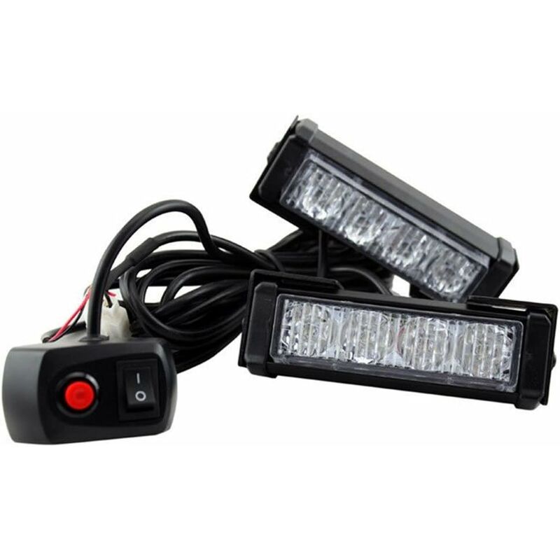 Strobe Lights, 2 pcs 8 LEDs Emergency Strobe Warning Lights Emergency Flashing Warning Lights 12V Universal V1188-MS-227-1805