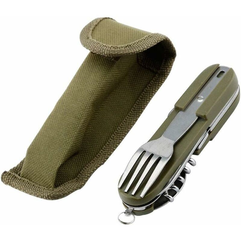 Stainless Steel Folding Tableware Set For Outdoor Camping - 7-In-1 Multi-Function Tool, Removable V1188-MS-227-1810
