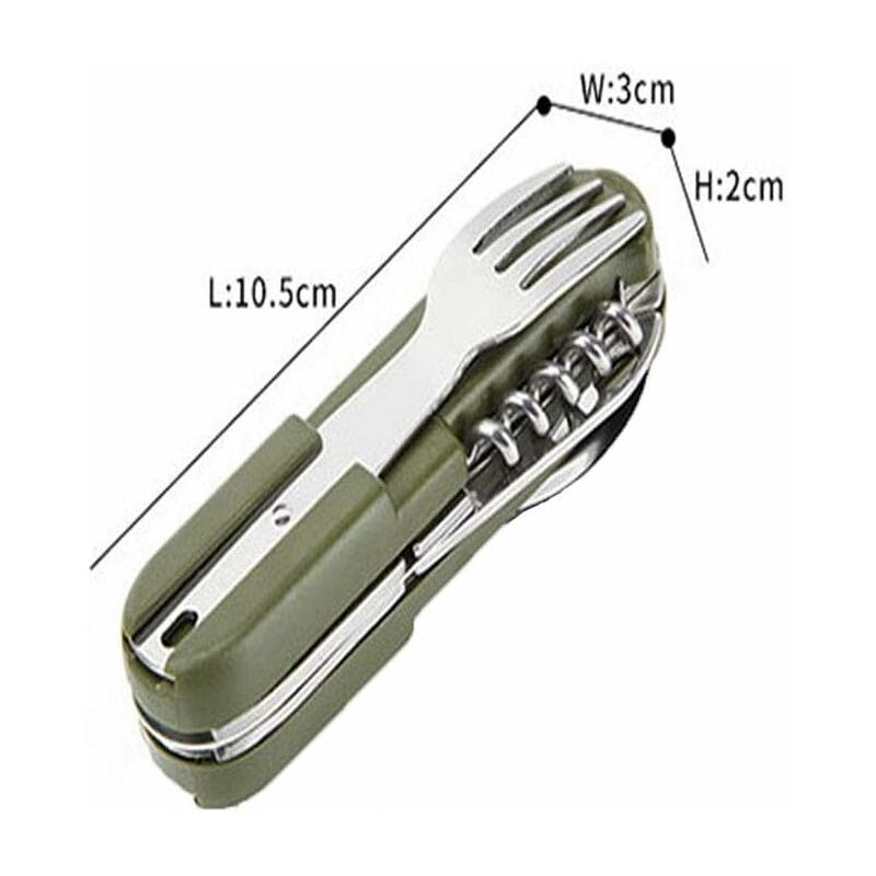 Stainless Steel Folding Tableware Set For Outdoor Camping - 7-In-1 Multi-Function Tool, Removable V1188-MS-227-1810