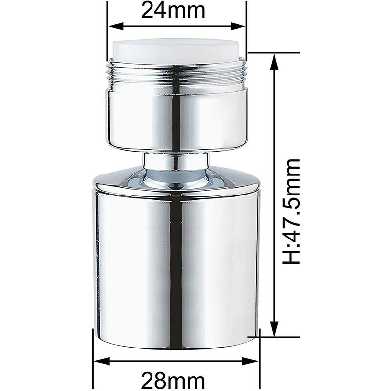 24Mm Dual Function Kitchen Faucet Aerator, Acs Certification, Chrome Male Thread (M24) V1188-MS-227-1811