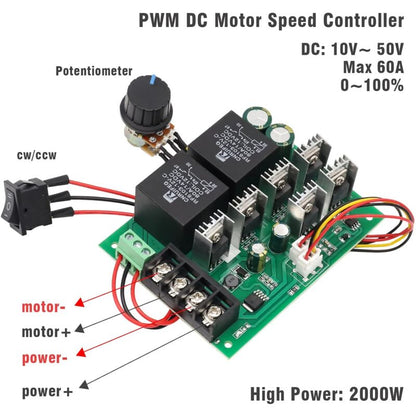 Dc Motor Controller, Dc 9-50V 40A Reversible Dc Motor Speed Controller To 12V 24V 36V 48V 2000W Reversible V1188-MS-227-1812