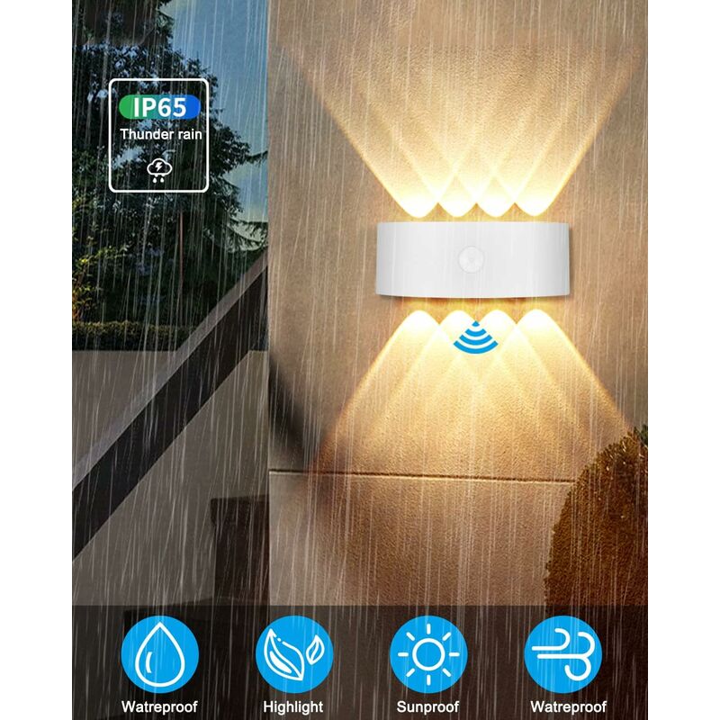 Outdoor Wall Light, 8W Indoor Motion Sensor Lamp, 3000K Warm White Bedroom Wall Light, Waterproof Ip65, V1188-MS-227-1815
