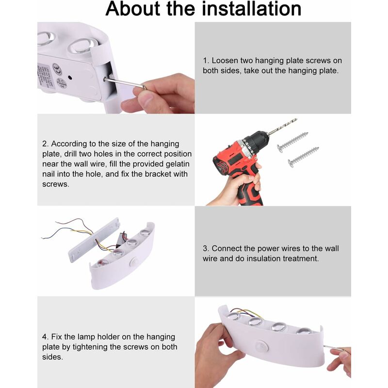 Outdoor Wall Light, 8W Indoor Motion Sensor Lamp, 3000K Warm White Bedroom Wall Light, Waterproof Ip65, V1188-MS-227-1815