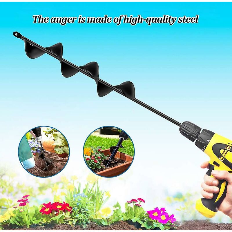 Garden Auger, Spiral Drill Gardening Tool For Planting Trees/Shrubs/Twist Drill/Planting Auger - 4x22Cm V1188-MS-227-1829