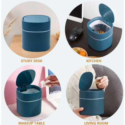 Tabletop Trash Can With Lid, Mini Plastic Trash Can, Small Tabletop Trash Can For Bedrooms, Dining ROoms, V1188-MS-227-1835