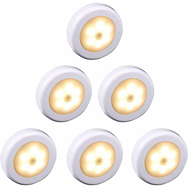 Wireless LED Motion Sensor Light For Closet, Stairs, Hallway, Kitchen, Bedroom (6 pcs) (White Shell (Warm V1188-MS-227-1836