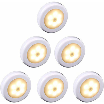 Wireless LED Motion Sensor Light For Closet, Stairs, Hallway, Kitchen, Bedroom (6 pcs) (White Shell (Warm V1188-MS-227-1836