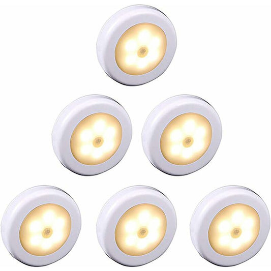 Wireless LED Motion Sensor Light For Closet, Stairs, Hallway, Kitchen, Bedroom (6 pcs) (White Shell (Warm V1188-MS-227-1836