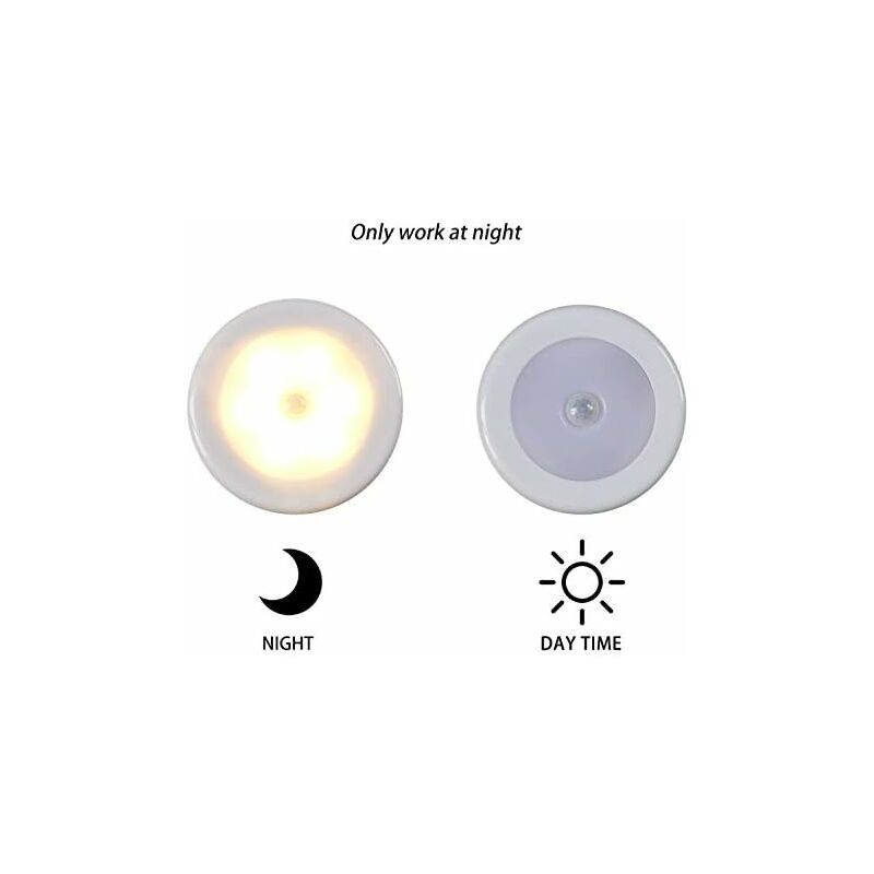 Wireless LED Motion Sensor Light For Closet, Stairs, Hallway, Kitchen, Bedroom (6 pcs) (White Shell (Warm V1188-MS-227-1836
