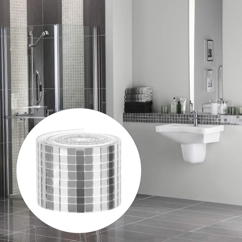 ROll Self Adhesive Glass Mini Square Silver Mirror Mosaic Tiles Sticker Mosaic Tiles Mirror Wall Sticker For V1188-MS-227-1838