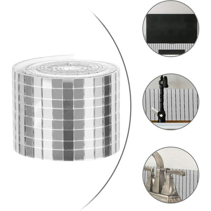 ROll Self Adhesive Glass Mini Square Silver Mirror Mosaic Tiles Sticker Mosaic Tiles Mirror Wall Sticker For V1188-MS-227-1838