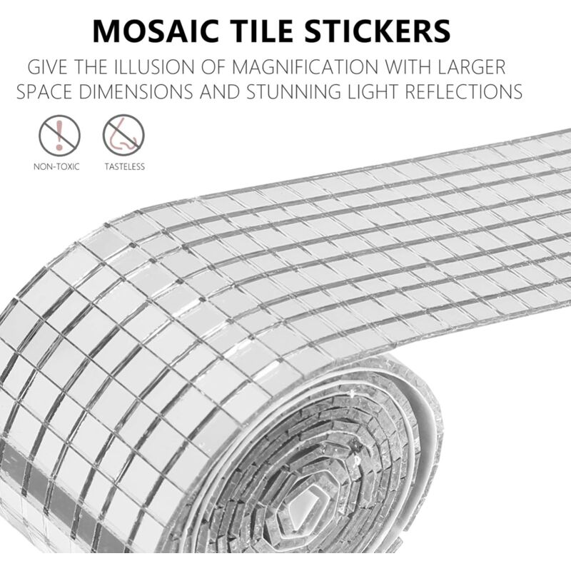 ROll Self Adhesive Glass Mini Square Silver Mirror Mosaic Tiles Sticker Mosaic Tiles Mirror Wall Sticker For V1188-MS-227-1838