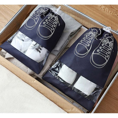 Travel Shoe Bag, Waterproof Dustproof Fleece Shoe Bag Set With Clear Window And Drawstring (3244Cm) -10 V1188-MS-227-1839