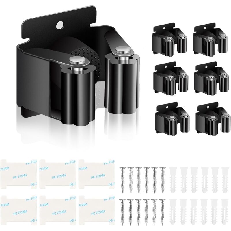 6 Pieces Mop Holder, Wall Mounted Mop Hanger, Mop Holders For Bathroom, Kitchen, Garden, Garage, Office V1188-MS-227-1843
