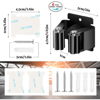 6 Pieces Mop Holder, Wall Mounted Mop Hanger, Mop Holders For Bathroom, Kitchen, Garden, Garage, Office V1188-MS-227-1843