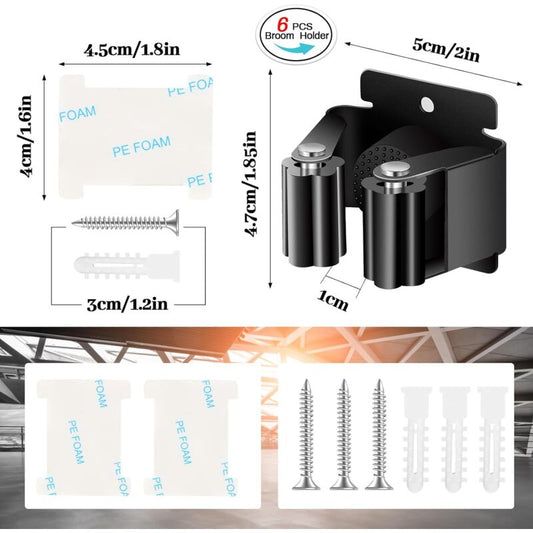6 Pieces Mop Holder, Wall Mounted Mop Hanger, Mop Holders For Bathroom, Kitchen, Garden, Garage, Office V1188-MS-227-1843