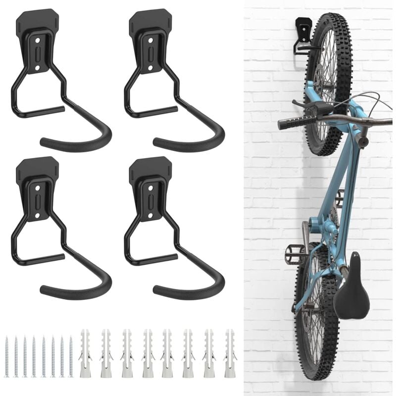 4 Pack Bike Hooks, Iron Hanger Holders, Heavy Duty L-Shaped Storage Wall Mount, Practical Vertical Bicycle V1188-MS-227-1845
