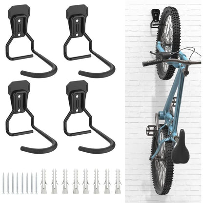 4 Pack Bike Hooks, Iron Hanger Holders, Heavy Duty L-Shaped Storage Wall Mount, Practical Vertical Bicycle V1188-MS-227-1845
