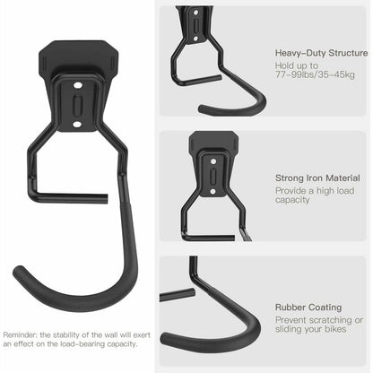4 Pack Bike Hooks, Iron Hanger Holders, Heavy Duty L-Shaped Storage Wall Mount, Practical Vertical Bicycle V1188-MS-227-1845