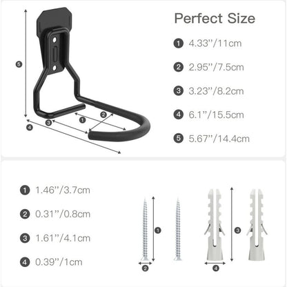 4 Pack Bike Hooks, Iron Hanger Holders, Heavy Duty L-Shaped Storage Wall Mount, Practical Vertical Bicycle V1188-MS-227-1845