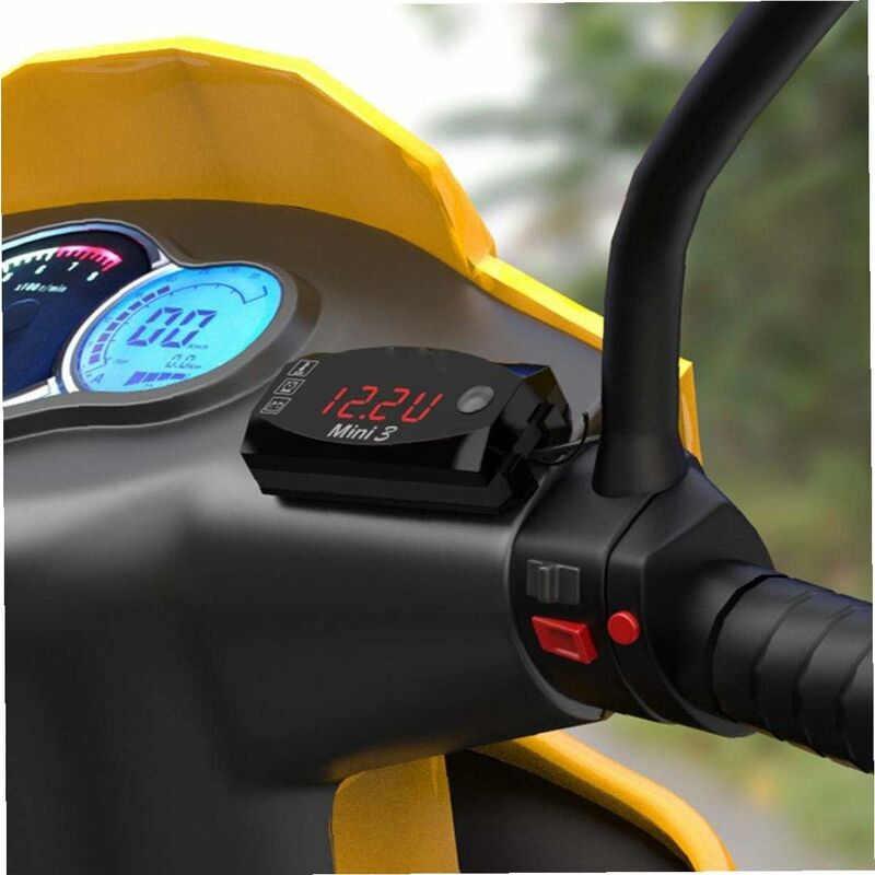 1Pc 12V Motorcycle Digital Clock Voltmeter Thermometer Motorcycle Refit Accessory 3 In 1 Electronic Meter For V1188-MS-227-1848