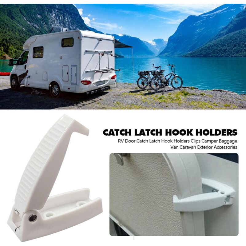 Rv Door Latch Holder Hook Storage For Rv Trailer, Durable Material And Simple Installation, Rv, Trailer, White V1188-MS-227-1851