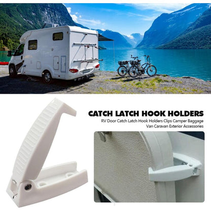 Rv Door Latch Holder Hook Storage For Rv Trailer, Durable Material And Simple Installation, Rv, Trailer, White V1188-MS-227-1851