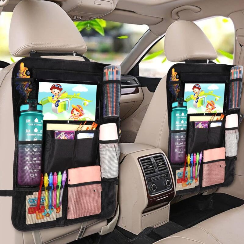 Car Organizer For Kids, Storage With 10 Pockets, Seat Protector For 9.7'' & 10.5'' Ipad Tablet, Organizer For V1188-MS-227-1855