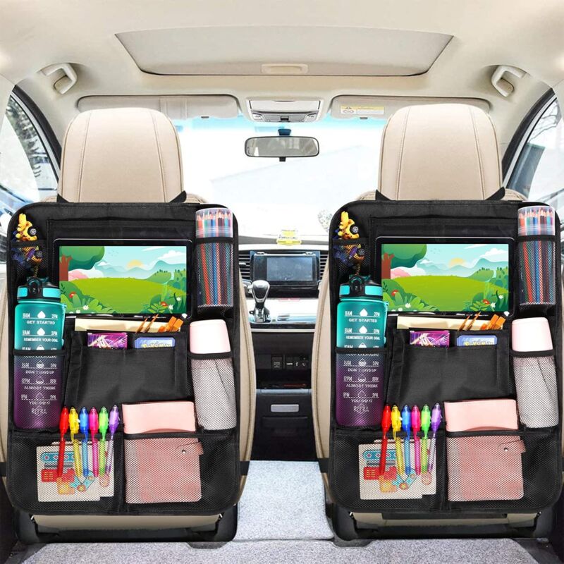 Car Organizer For Kids, Storage With 10 Pockets, Seat Protector For 9.7'' & 10.5'' Ipad Tablet, Organizer For V1188-MS-227-1855