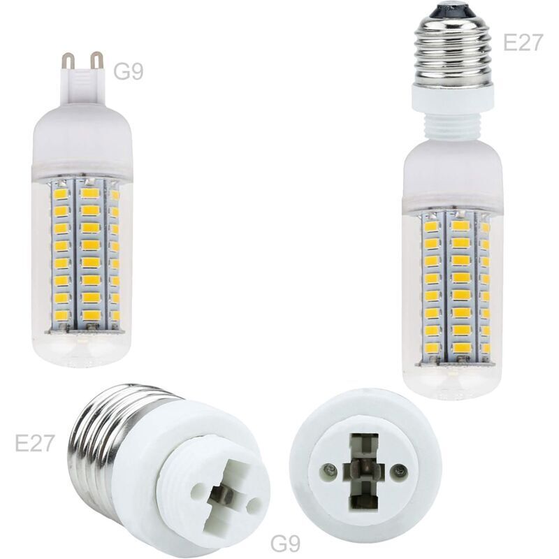 4X Lamp Socket Adapter E27 To G9 In White - 4 pcs Set Reformatting Converters For Lamp Sockets For V1188-MS-227-1858
