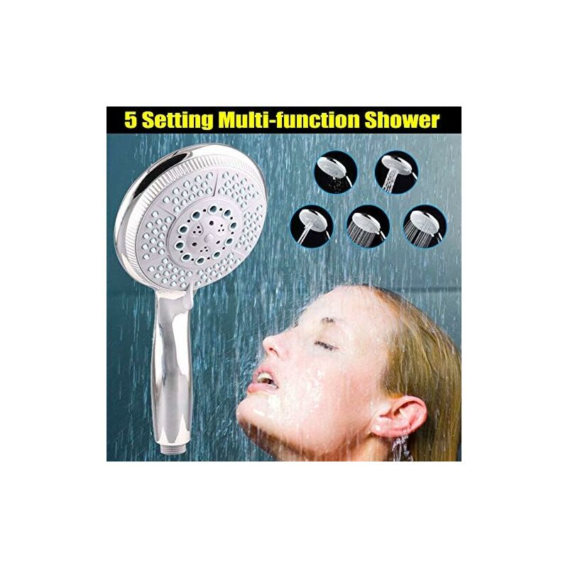 High Pressure Shower Head With 5 Adjustable Powerful Spray Modes, Universal Replacement Shower Head For V1188-MS-227-1859